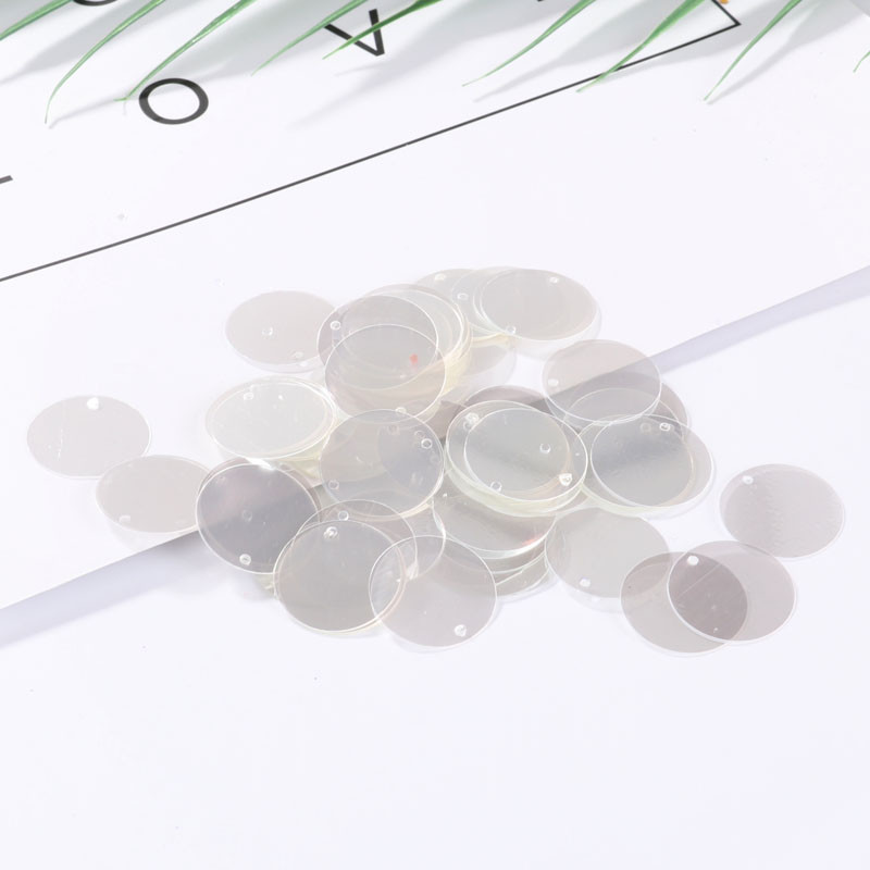 90 db/tétel átlátszó flitterek 2 cm-es nagy kerek flitterek varrások oldalsó lyukkal női ruhák számára barkács kiegészítők