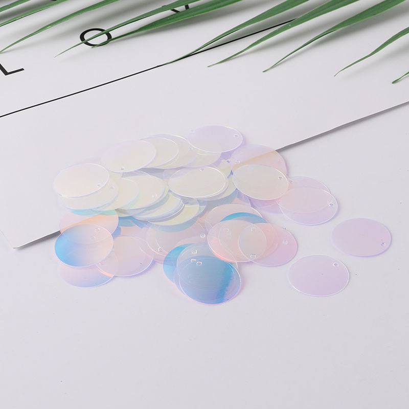 90 db/tétel átlátszó flitterek 2 cm-es nagy kerek flitterek varrások oldalsó lyukkal női ruhák számára barkács kiegészítők