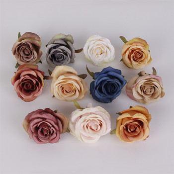 5 ΤΕΜ Vintage τεχνητό λουλούδι τριαντάφυλλο κεφαλιού τεχνητό λουλούδι Γαμήλιο σπίτι DIY Διακόσμηση πάρτι τοίχου Αξεσουάρ στεφάνι