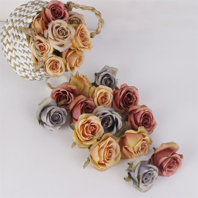 5 DB Vintage művirág fejrózsa művirág esküvői otthoni barkács dekoráció buli fali Scrapbook koszorú kiegészítők