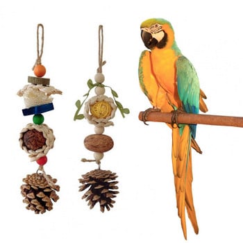 Bird Chew Toy Pine Cone Bite-Resistant Relieve Boredom Natural Pet Parrot Chewing Swing Hanging Cage Toy игрушки для попугаев