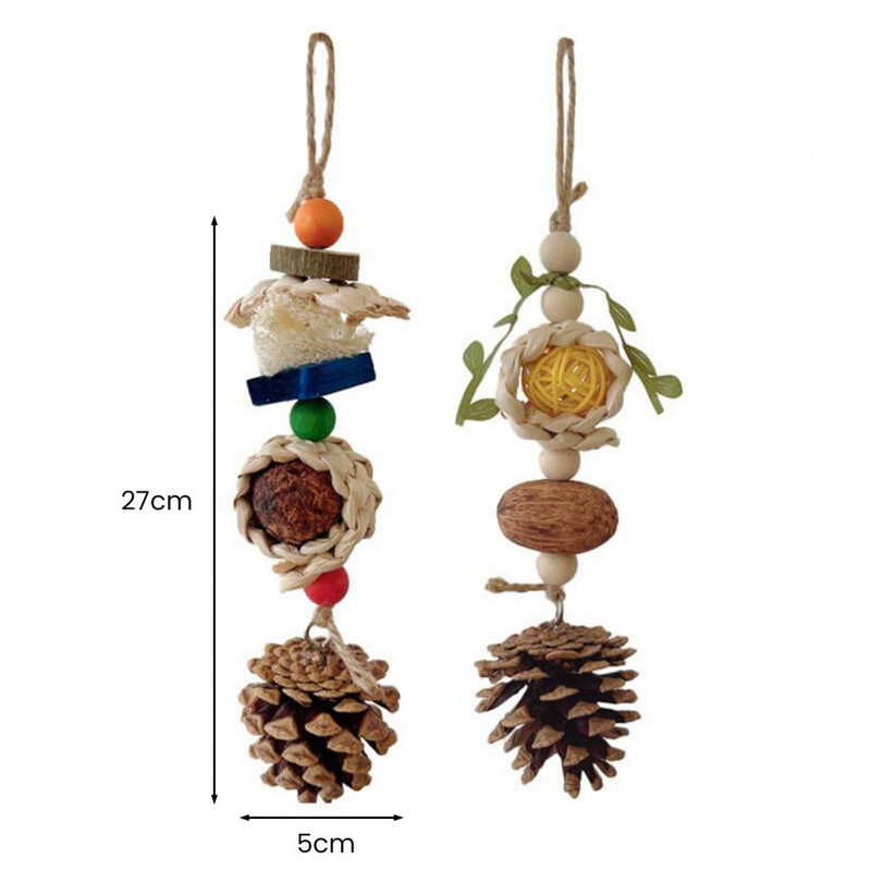 Madárrágójáték Fenyőtoboz harapásálló Unalomcsillapítás Természetes kisállat papagáj rágóhinta függőketrec játék игрушки для попугаев