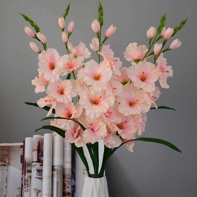 1 db Gladiolus Műselyem Virágok Orchidea Hamis virág esküvőre Otthoni Fesztivál dekorációs Asztali Virágkötészeti