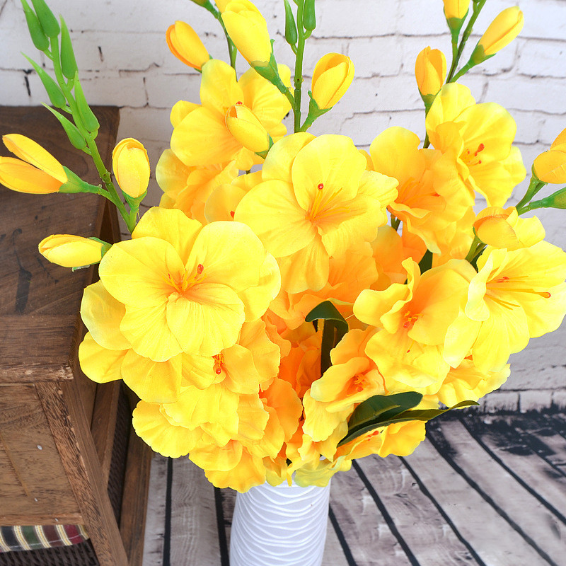 1 db Gladiolus Műselyem Virágok Orchidea Hamis virág esküvőre Otthoni Fesztivál dekorációs Asztali Virágkötészeti