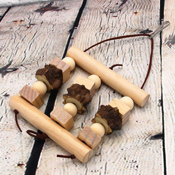 Дървена играчка за дъвчене Папагал, Висящи дървени бисквити за кълване и дъвчене, Страхотни за папагали, ара, африкански сиви