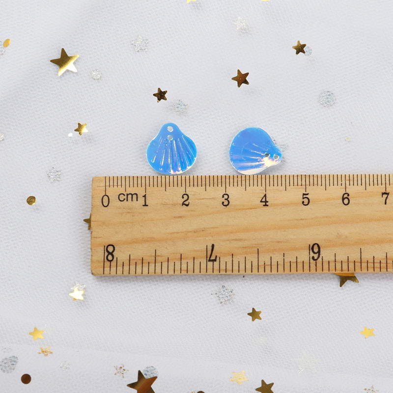 10g/συσκευασία 13mm glitter Shell PVC Loose πούλιες για ράψιμο Διακοσμητικά ευρήματα Wedding Handcraft Γυναικεία ρούχα Αξεσουάρ φορέματος