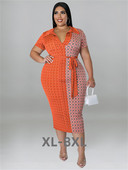 Nagy méretű női ruházati ruhák fűzős Patchwork Bodycon Stretch elegáns kockás maxi ruha egész 3xl 4xl 5xl 6xl