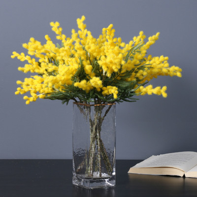 38 cm floare artificială salcâm fals galben mimoză pluș Pudica spray floare de mătase cireș nunta decorațiuni de acasă plantă de fasole roșie