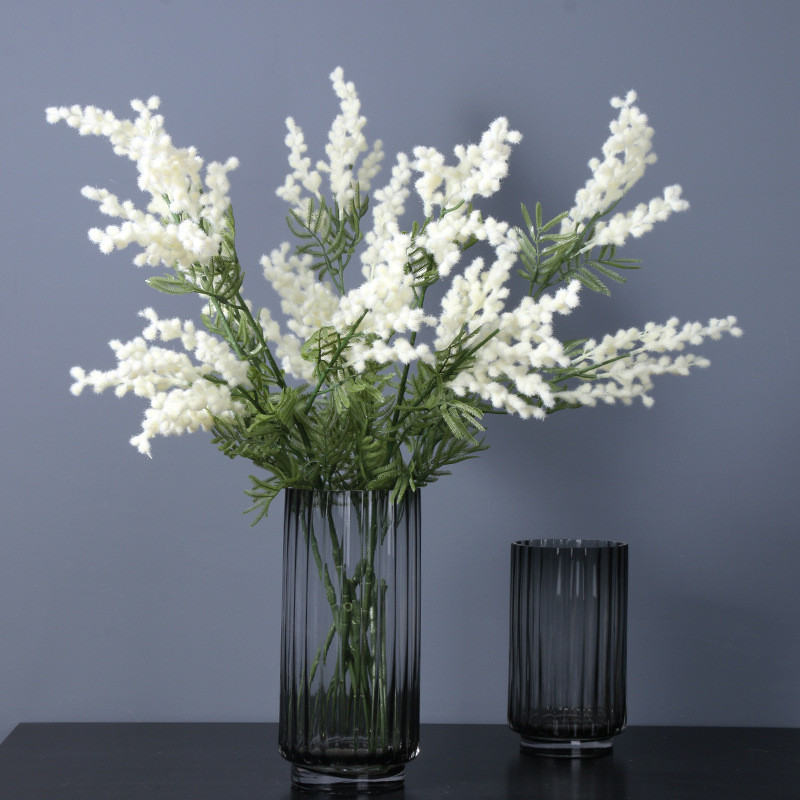 38cm mākslīgais zieds viltots akācijas dzeltens mimozas plīša pudikas izsmidzināmais ķiršu zīda zieds kāzu mājas dekors sarkano pupiņu augs