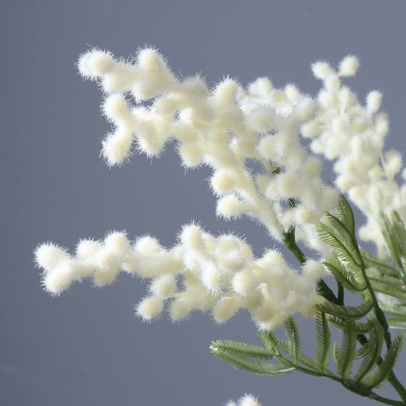 38cm mākslīgais zieds viltots akācijas dzeltens mimozas plīša pudikas izsmidzināmais ķiršu zīda zieds kāzu mājas dekors sarkano pupiņu augs