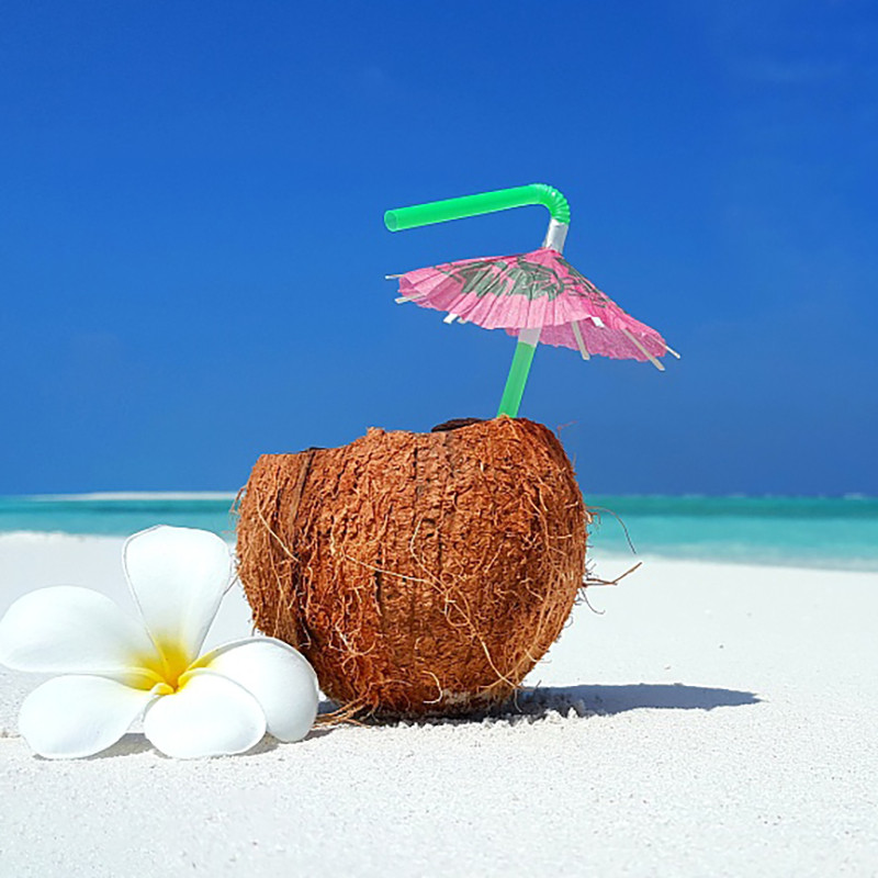 10/20 gab. Krāsu maisījums Tropiskais lietussargs Flamingo ananāsu kokteiļu salmiņi vienreizējās lietošanas sulas dzeramā salmiņa Hawaii pludmales ballītes dekors