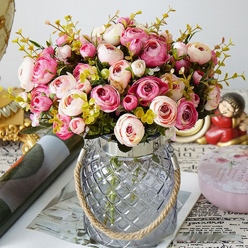 10 глави ретро копринени цветя ретро чаени рози изкуствени цветя булка букет за сватбена декорация дома фалшиви цветя A3050