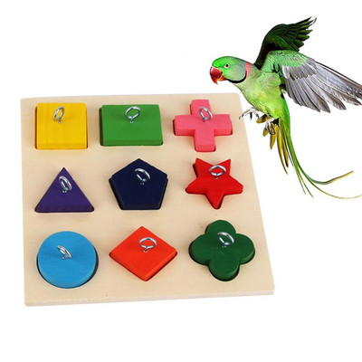 Pets Bird Parrot 9 Grids Star Triangle Blocks Ring DIY Chew Bite Puzzle Toy Colorful and Multi-form Bird Educational Toys