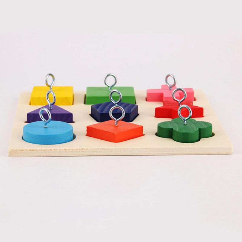 Mājdzīvnieki Putns Papagailis 9 Režģi Zvaigžņu trijstūra Blocks Gredzens DIY Košļājama Puzle Rotaļlieta Krāsainas un daudzveidīgas izglītojošas putnu rotaļlietas