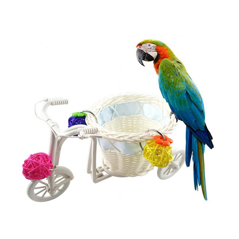 Mini velosipēda ratiņi Iepirkumu grozs Putnu papagaiļu rotaļlieta Mājdzīvnieku Intelligence Augšanas rotangpalmas bumbiņa Balta Maza Bumbiņu Dekorācija Noņemami grozi
