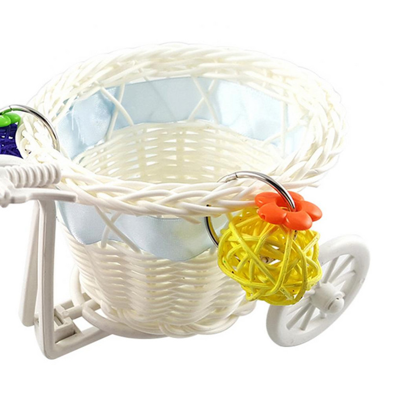 Mini velosipēda ratiņi Iepirkumu grozs Putnu papagaiļu rotaļlieta Mājdzīvnieku Intelligence Augšanas rotangpalmas bumbiņa Balta Maza Bumbiņu Dekorācija Noņemami grozi