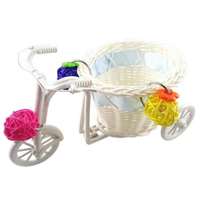 Mini velosipēda ratiņi Iepirkumu grozs Putnu papagaiļu rotaļlieta Mājdzīvnieku Intelligence Augšanas rotangpalmas bumbiņa Balta Maza Bumbiņu Dekorācija Noņemami grozi