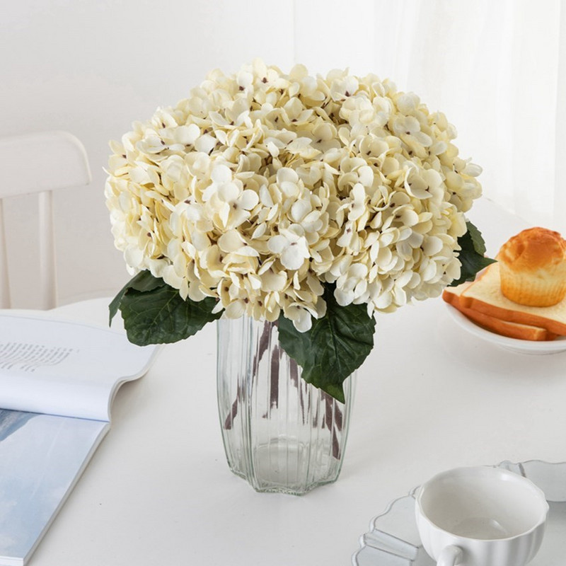 Retro selyem hortenzia csokor Művirágok lakberendezéshez Esküvői hamis növények Scrapbook Karácsonyi füzér nappali dekoráció