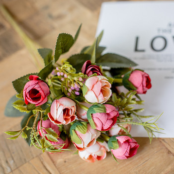 κόκκινα τεχνητά λουλούδια Παιώνια Τσάι τριαντάφυλλο Φθινοπωρινό μετάξι ψεύτικα λουλούδια για DIY Σαλόνι Σπίτι Κήπος Διακόσμηση γάμου