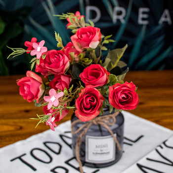 κόκκινα τεχνητά λουλούδια Παιώνια Τσάι τριαντάφυλλο Φθινοπωρινό μετάξι ψεύτικα λουλούδια για DIY Σαλόνι Σπίτι Κήπος Διακόσμηση γάμου