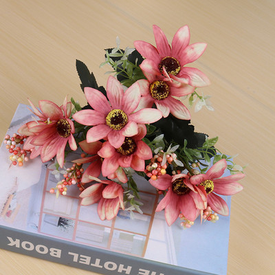 piros művirágok bazsarózsa tearózsa őszi selyem hamis virágok barkácsolás nappaliba Otthoni kert Esküvői dekoráció