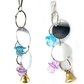 Izturīgs spogulis zvaniņš akrils mazs dzelksnis mājdzīvnieks putns papagailis košļājamā koduma būrītis piekārts caurspīdīgs krāsains apaļš ar zvana dizaina rotaļlietu