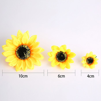 10 τμχ Mini Silk Sunflower Artificial Flower Head for Wedding Party Decorations DIY Scrapbooking Creath Crafts Fake Flowers