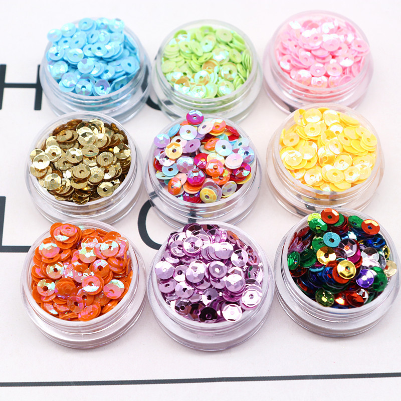 4mm 5mm lāzera vizulis 3D hologramma PVC apaļa kauss sequin šūšana kāzu amatniecība iedomātā kleita ballīte albuma piederumi 20g