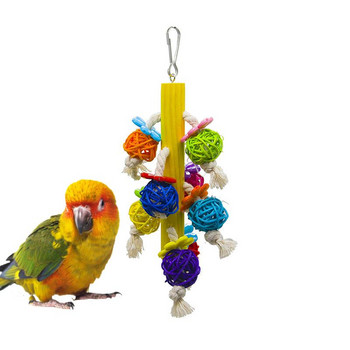 Parrot Chew Toy Bird Cage Κρεμαστό παιχνίδι Funny Bird Ball Rattan Βαμβακερό σχοινί Parakeet Chewing Toy Cockatiel Toy Bird Accessories