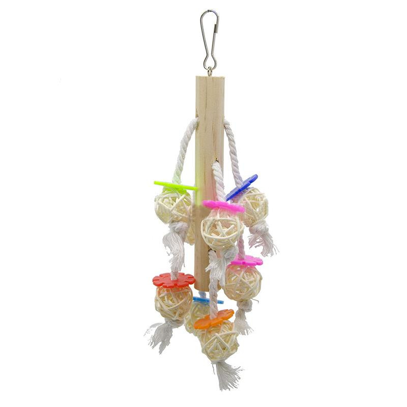 Papagaiļa košļājamā rotaļlieta putnu būris Piekārta rotaļlieta Smieklīga putna rotangpalmas bumbiņa kokvilnas virve Papagailis košļājamā rotaļlieta kokteiļa rotaļlieta putnu aksesuāri