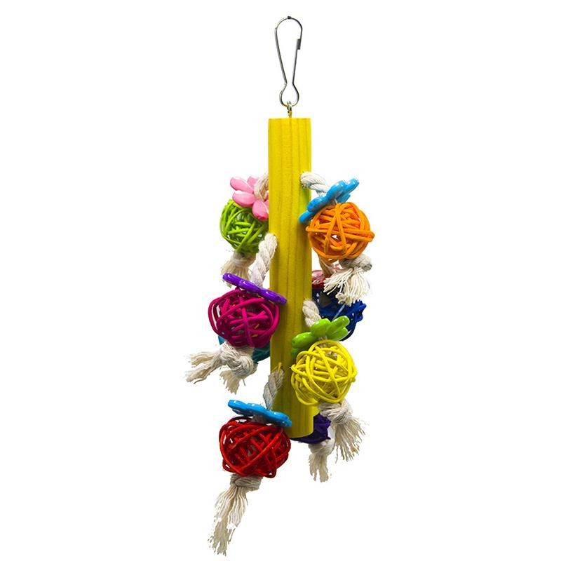Papagaiļa košļājamā rotaļlieta putnu būris Piekārta rotaļlieta Smieklīga putna rotangpalmas bumbiņa kokvilnas virve Papagailis košļājamā rotaļlieta kokteiļa rotaļlieta putnu aksesuāri