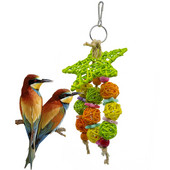 Papagaiļa rotangpalmas bumbiņu zvaigzne dekors būrīša putnu košļājamā rotaļlieta Papagaiļa piekārta rotaļlieta ar pērlīšu būru šūpoles rotaļlietas putni mājdzīvnieku aksesuāri