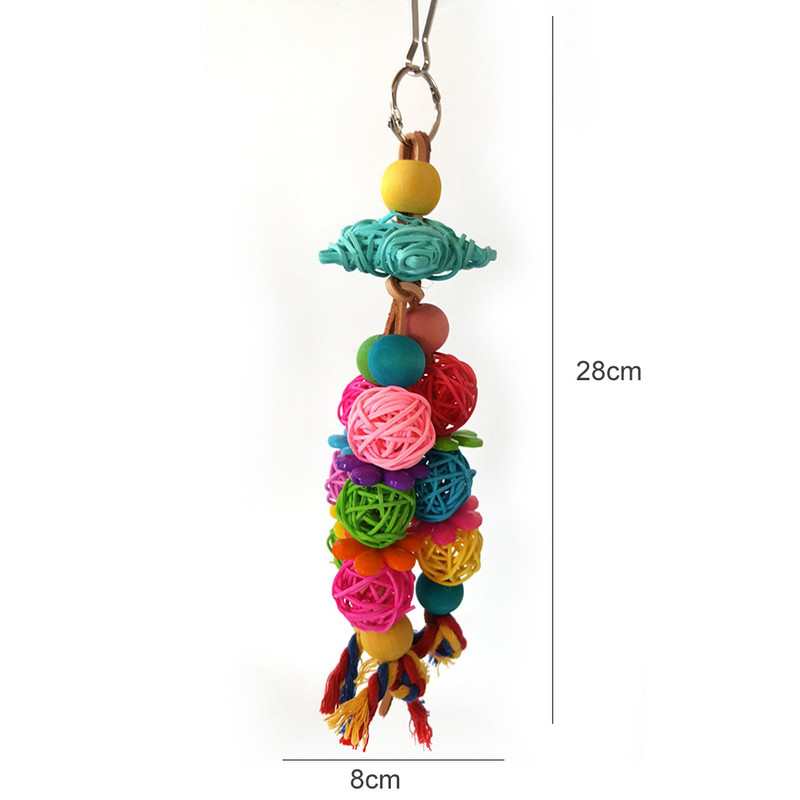 Papūgos kramtomasis žaislas nuo įkandimo natūralaus rotango paukščių žaislai Papūgos paukščių narvelyje Papūgos kabantys kamuoliukai papūgoms