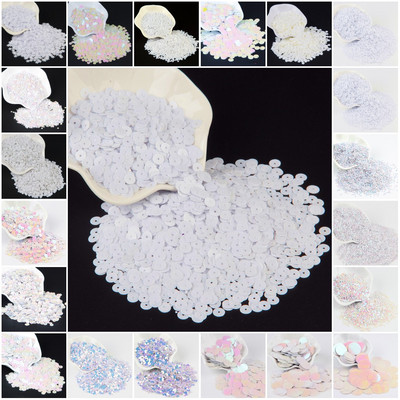 Fehér flitter 3 mm-30 mm PVC csésze lapos, kerek, laza flitter Paillette varrás esküvői kézműves női barkács kiegészítő Lentejuelas Para Coser