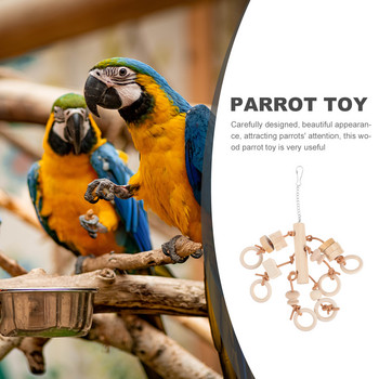 Играчка за дъвчене на папагал, окачване в цвят дърво. Интересни дървени консумативи. Големи играчки за птици