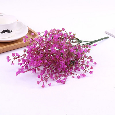 1 pušķis viltotu mazu ziedu galviņas plastmasas gipsofilas mākslīgais zieds, mazuļa elpa DIY kāzu mājas dārza ballītes dekorēšana