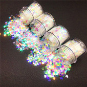 10 ml/bx Glitter Mermaid nagu pārslas sequins jauktas zvaigžņu sirds apaļas formas Paillette nagu mākslas lakas hologrāfiski dekoru padomi