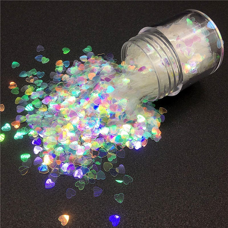 10 ml/bx Glitter Mermaid nagu pārslas sequins jauktas zvaigžņu sirds apaļas formas Paillette nagu mākslas lakas hologrāfiski dekoru padomi