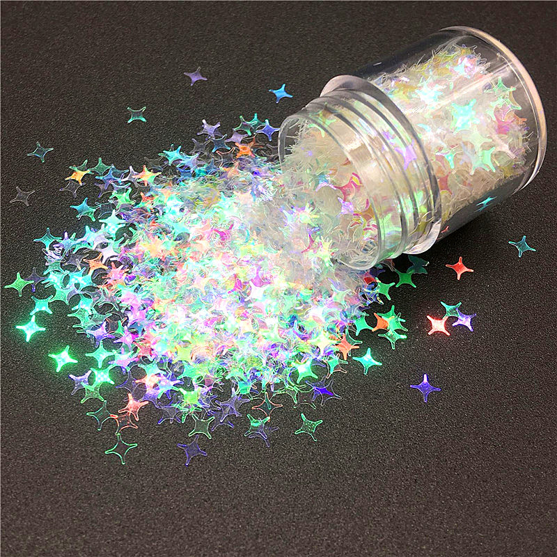 10 ml/bx Glitter Mermaid nagu pārslas sequins jauktas zvaigžņu sirds apaļas formas Paillette nagu mākslas lakas hologrāfiski dekoru padomi