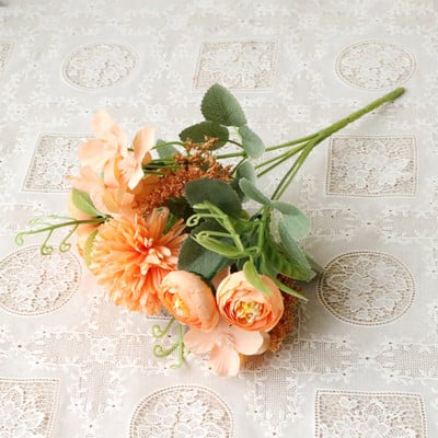 Mākslīgie ziedi Zīda roze kāzu ballītei Mājas dārza rotājumi Līgavas pušķis DIY Amatniecības vainagu aksesuāri Viltus ziedi