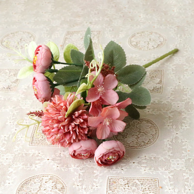 Mākslīgie ziedi Zīda roze kāzu ballītei Mājas dārza rotājumi Līgavas pušķis DIY Amatniecības vainagu aksesuāri Viltus ziedi