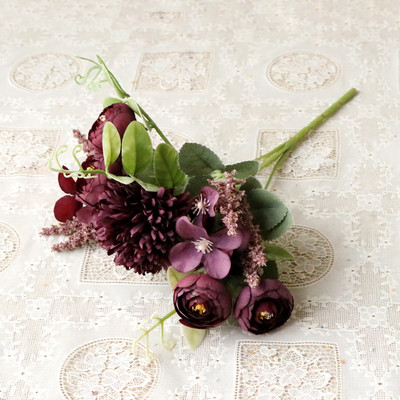 Mākslīgie ziedi Zīda roze kāzu ballītei Mājas dārza rotājumi Līgavas pušķis DIY Amatniecības vainagu aksesuāri Viltus ziedi