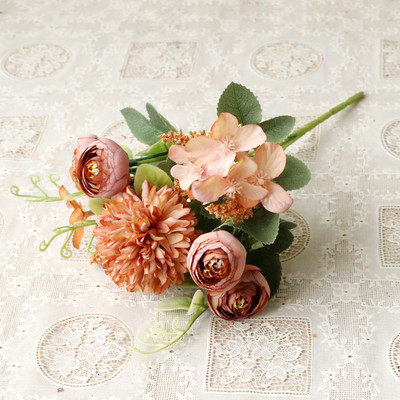 Mākslīgie ziedi Zīda roze kāzu ballītei Mājas dārza rotājumi Līgavas pušķis DIY Amatniecības vainagu aksesuāri Viltus ziedi