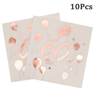 10 gab Rosegold 30. 40. 50. 60. dzimšanas dienas papīra salvetes Pieaugušiem vīriešiem Sievietēm 30 40 50 60 Gada dzimšanas dienas svinību dekorēšanas piederumi