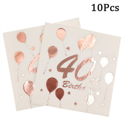 10 gab Rosegold 30. 40. 50. 60. dzimšanas dienas papīra salvetes Pieaugušiem vīriešiem Sievietēm 30 40 50 60 Gada dzimšanas dienas svinību dekorēšanas piederumi