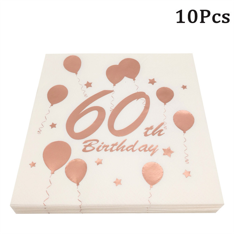 10 gab Rosegold 30. 40. 50. 60. dzimšanas dienas papīra salvetes Pieaugušiem vīriešiem Sievietēm 30 40 50 60 Gada dzimšanas dienas svinību dekorēšanas piederumi