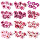 10 gab. Mākslīgie rožu ziedi, galva DIY mazuļa dzimšanas dienas vēstule dāvanu ballīte Mājas dekors Kāzu fona rotājumi rozā ziedi