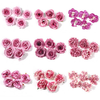 10 ΤΕΜ. Τεχνητά λουλούδια από τριαντάφυλλο Κεφάλι DIY Γράμμα γενεθλίων μωρού Δώρο πάρτι διακόσμησης σπιτιού Διακοσμήσεις φόντου γάμου Ροζ λουλούδια