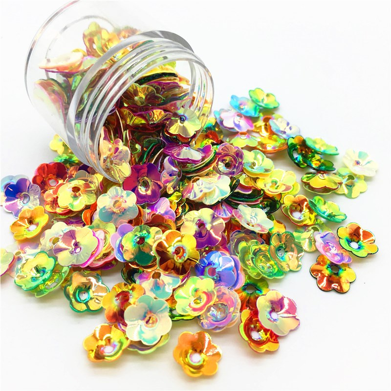10g 10mm szilvavirág PVC 3D virág flitter kézműves flitterek varrás esküvői dekoráció csillogó konfetti kiegészítők