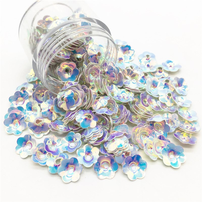 10g 10mm szilvavirág PVC 3D virág flitter kézműves flitterek varrás esküvői dekoráció csillogó konfetti kiegészítők